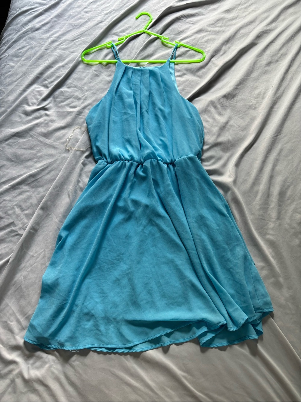 Blue Rain Teal Halter Mini Dress